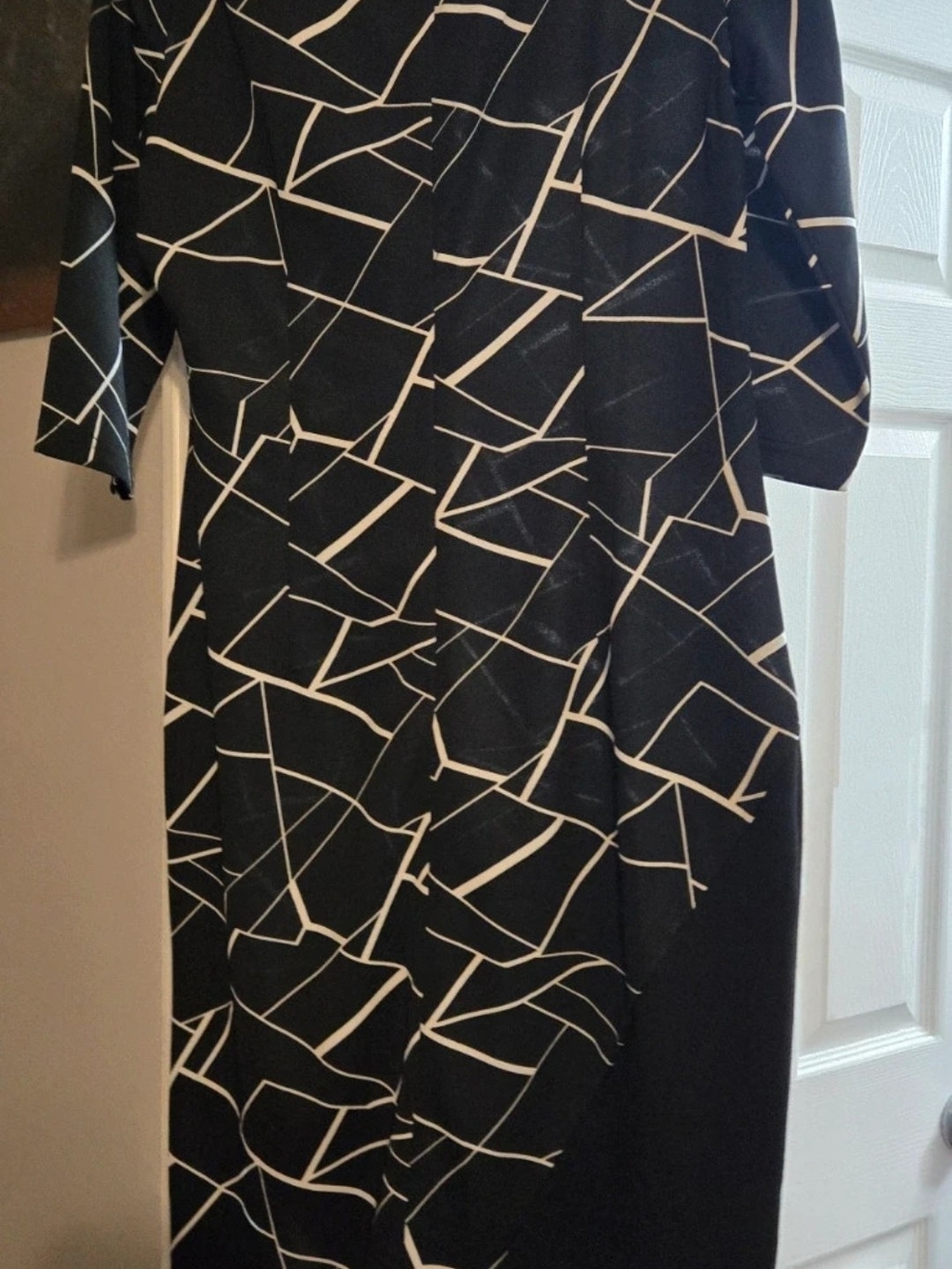 Black and White Geometric Midi Dress